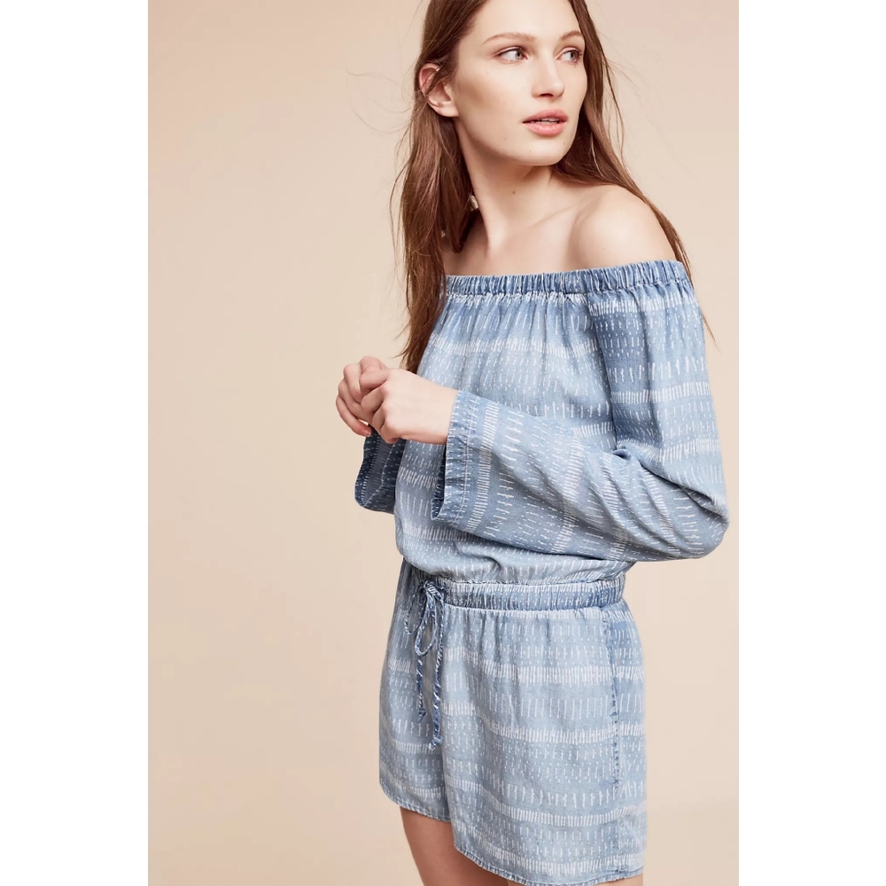 cloth & stone Light Blue Off-Shoulder Romper